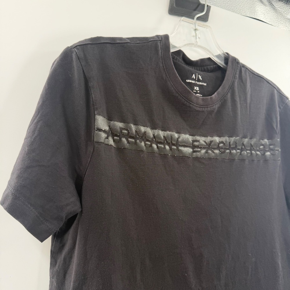 Armani Exchange Mens Black Tonal Logo Chest Band Cotton T-Shirt XS - Picture 7 of 7